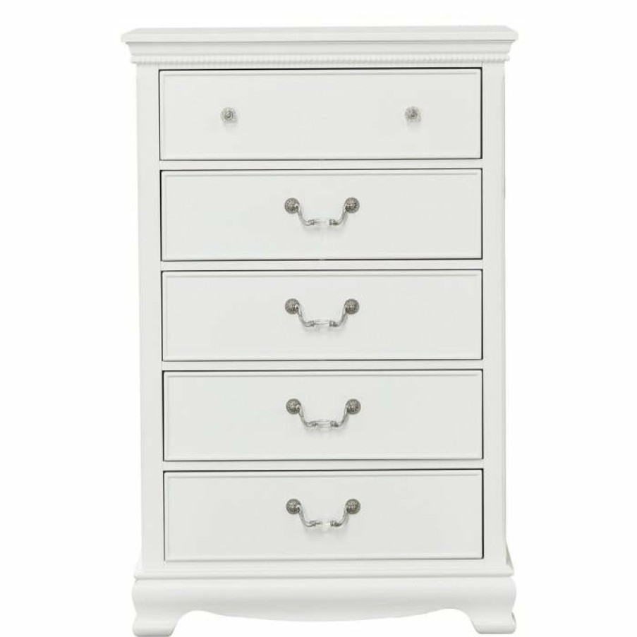 Bedroom Homelegance (Homerica East) | Homelegance Lucida 5 Drawer Chest In White 2039W-9