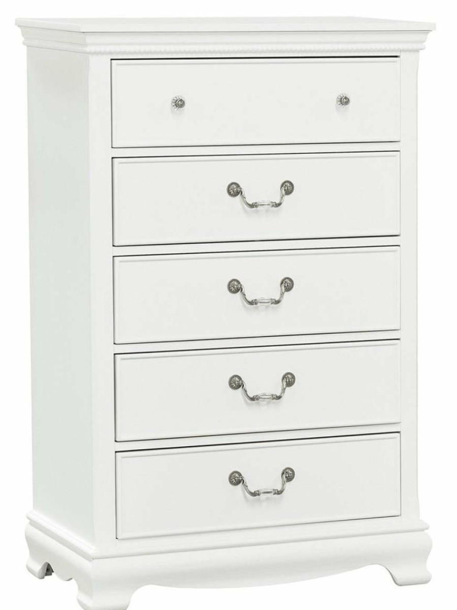 Bedroom Homelegance (Homerica East) | Homelegance Lucida 5 Drawer Chest In White 2039W-9