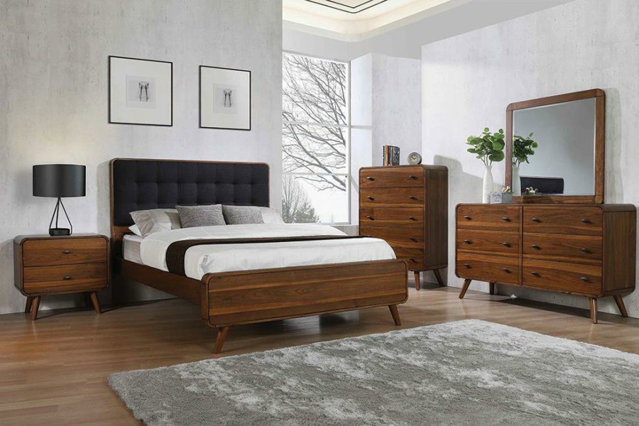 Bedroom Coaster Z2 Premium | Robyn Mid Century Modern Dark Walnut California King Five Piece Set