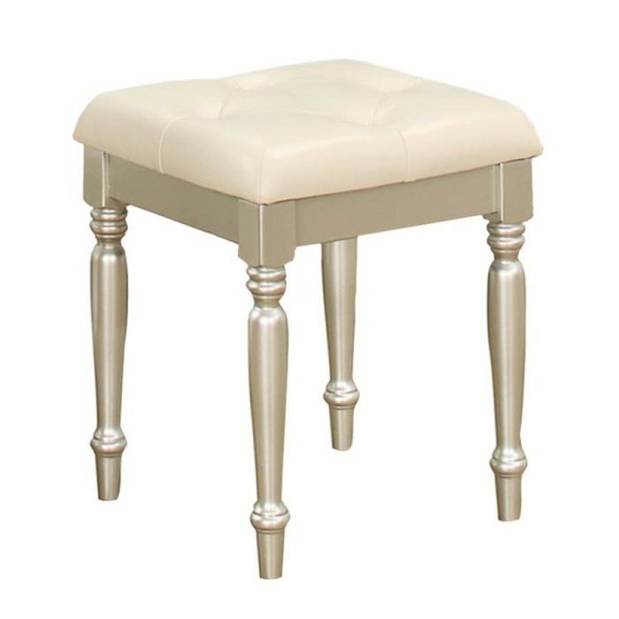 Bedroom Homelegance | Homelegance Celandine Vanity Stool In Pearl/Silver 1928-14