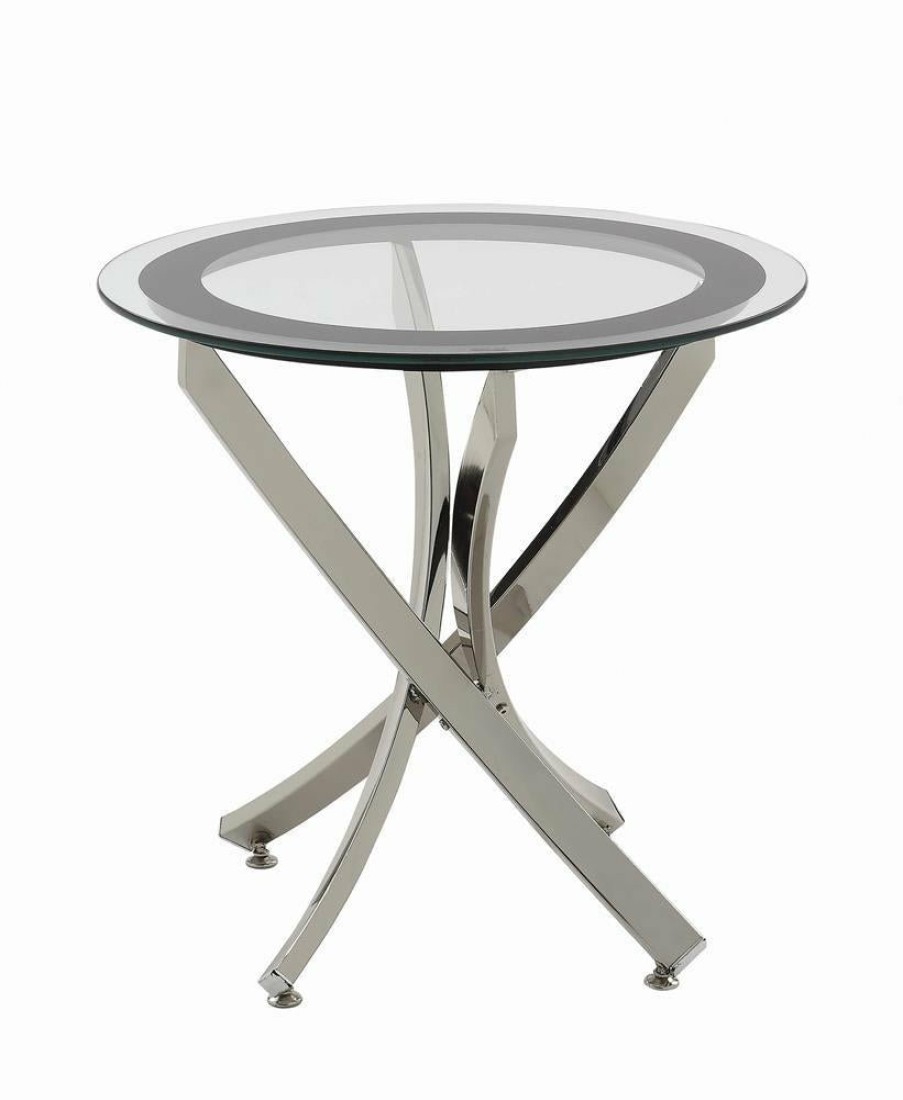 Living Room Coaster Z2 Premium | Glass Top Chrome End Table