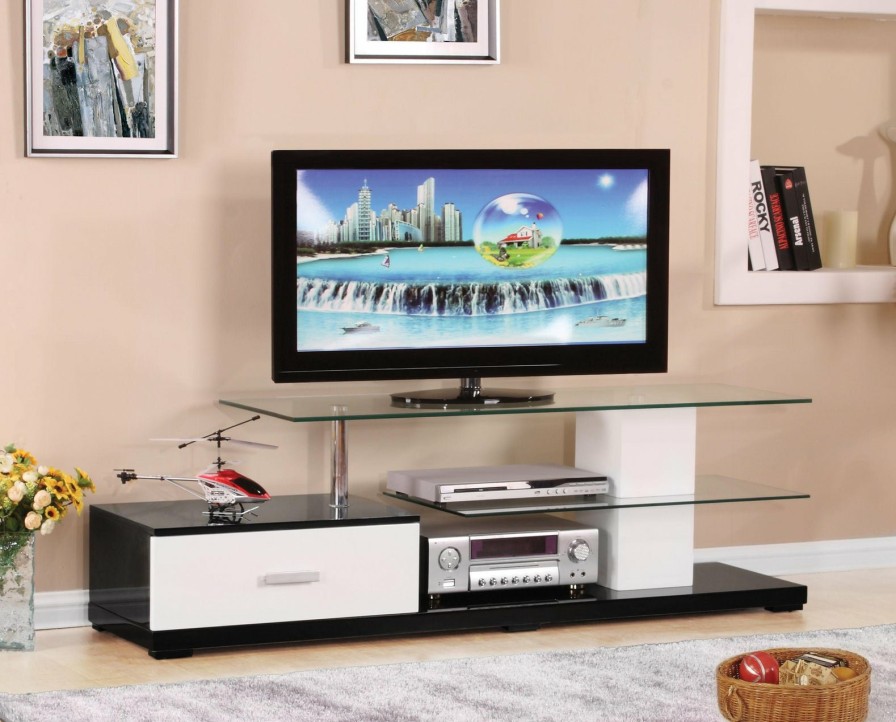 Entertainment ACME East | Ivana White & Black Tv Stand