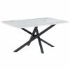 Dining Room Coaster Z2 Premium | Paulita Rectangular Dining Table White And Gunmetal