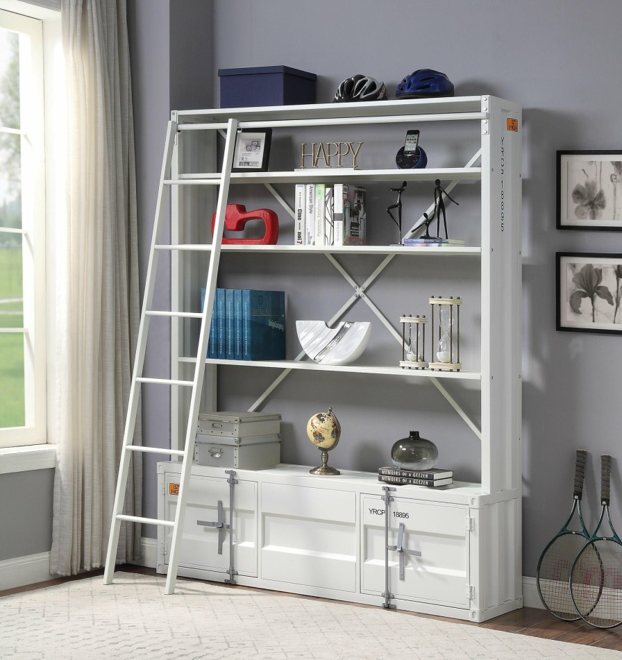 Home Office ACME | Cargo White Bookshelf & Ladder