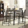 Dining Room FOA East | Westport Antique Brown/Black 5 Pc. Counter Ht. Table Set