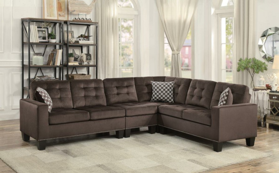 Living Room Homelegance (Homerica East) | Homelegance Furniture Lantana 2-Piece Reversible Sectional In Chocolate