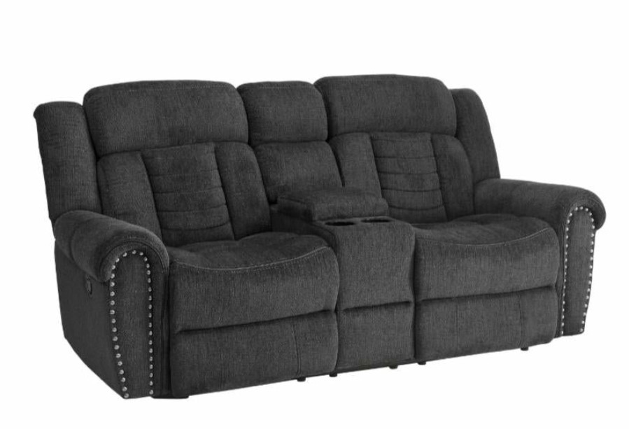 Living Room Homelegance (Homerica East) | Homelegance Furniture Nutmeg Double Reclining Loveseat In Charcoal Gray 9901Cc-2