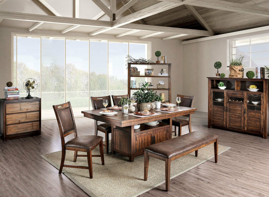 Dining Room FOA East | Wichita Light Walnut 7 Pc. Dining Table Set