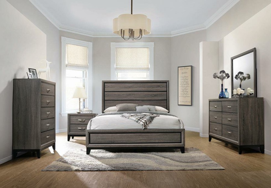 Bedroom Coaster Z2 Premium | Rustic Grey Oak Five Piece Queen Bedroom Set