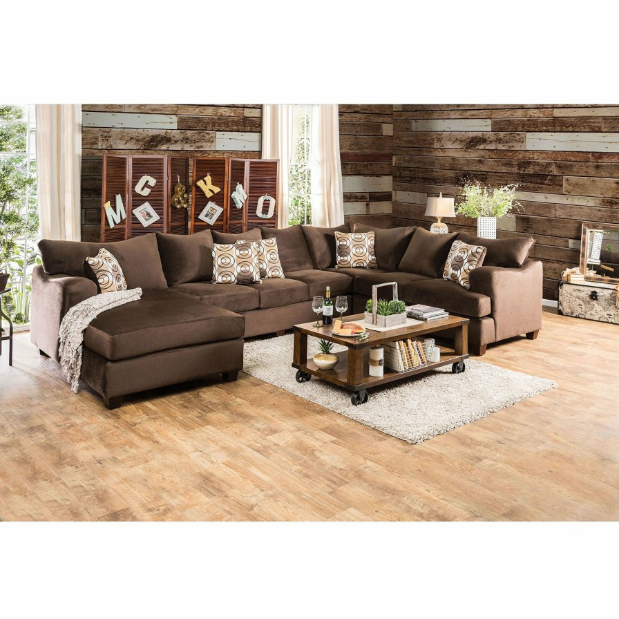 Living Room FOA East | Wessington Chocolate U-Shaped Sectional