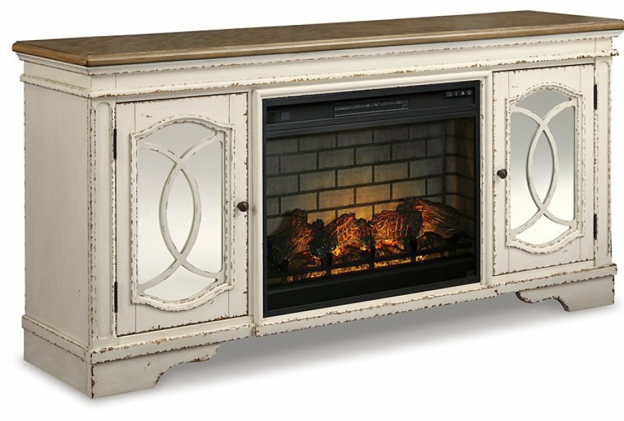 Entertainment Ashley Furniture | Realyn 74" Tv Stand With Electric Fireplace