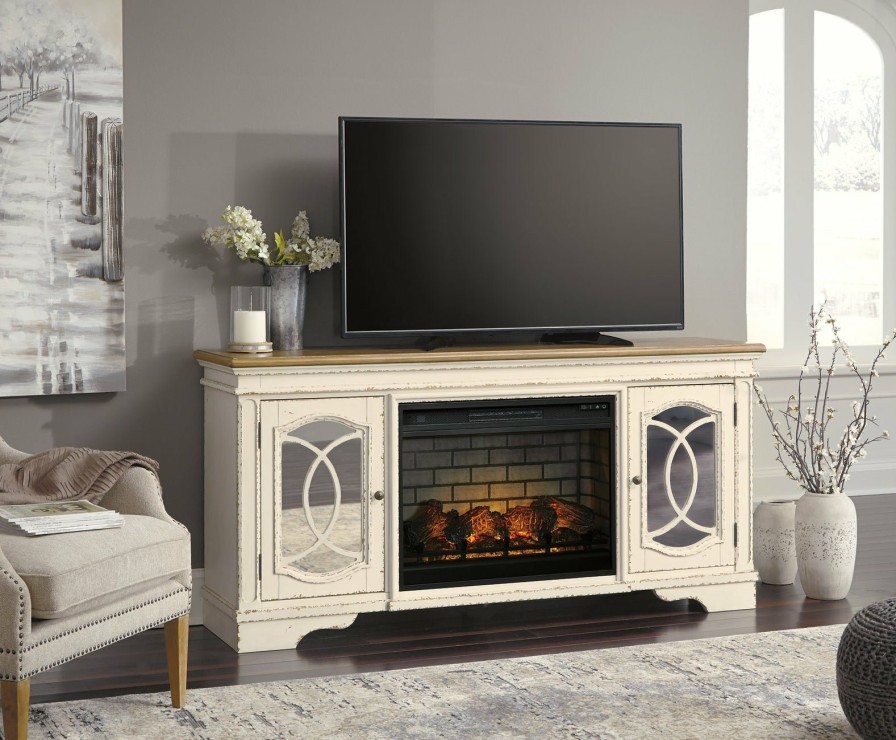 Entertainment Ashley Furniture | Realyn 74" Tv Stand With Electric Fireplace