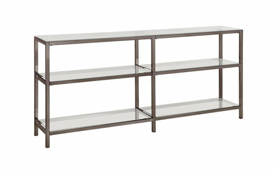 Home Office Coaster Z2 Premium | G801018 Contemporary Black Nickel Two Tier Double Bookcase