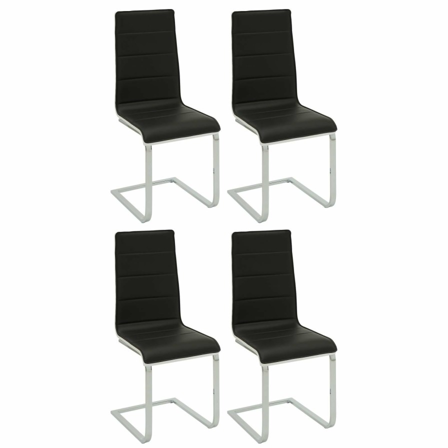 Dining Room Coaster Z2 Premium | Broderick Contemporary Chrome And Black Dining Chair