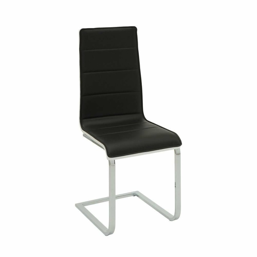 Dining Room Coaster Z2 Premium | Broderick Contemporary Chrome And Black Dining Chair