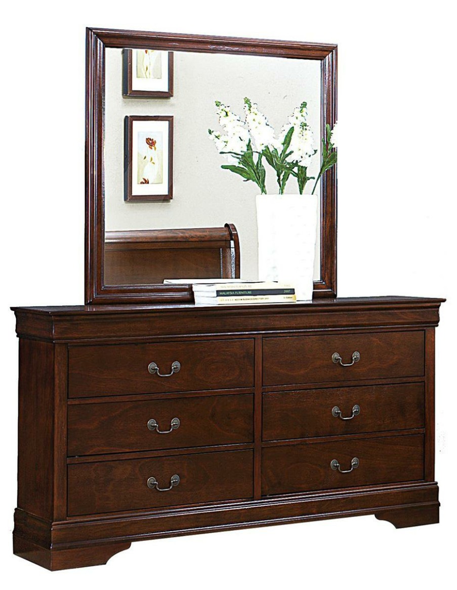 Bedroom Homelegance (Homerica East) | Homelegance Mayville 6 Drawer Dresser In Brown Cherry 2147-5