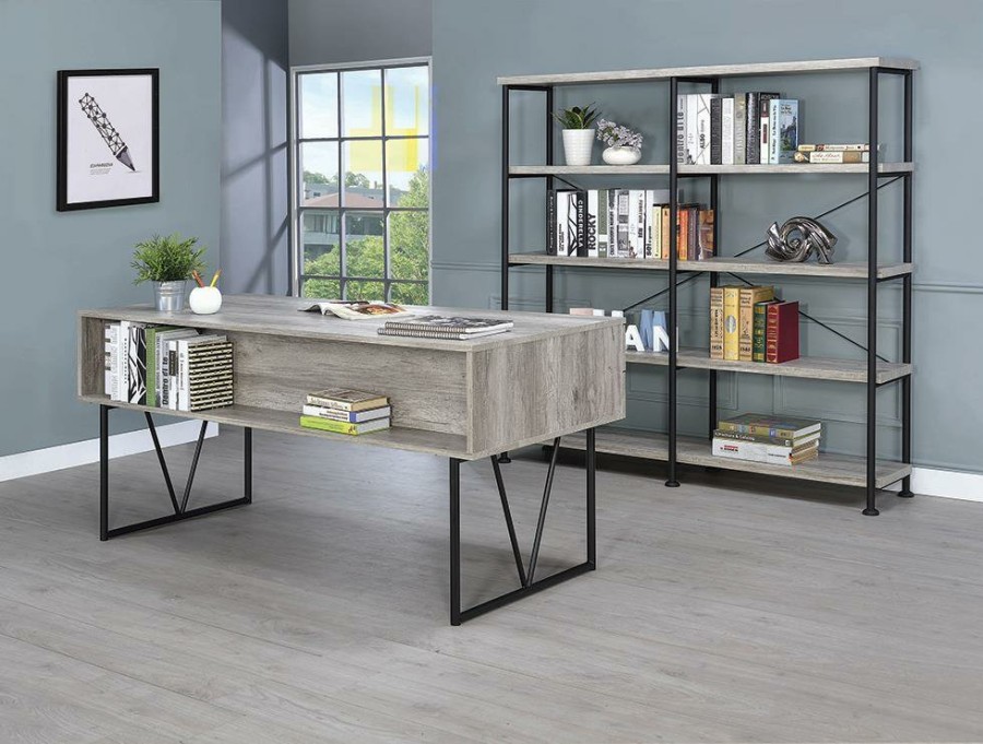 Home Office Coaster Z2 Premium | Industrial Grey Driftwood Writing Desk