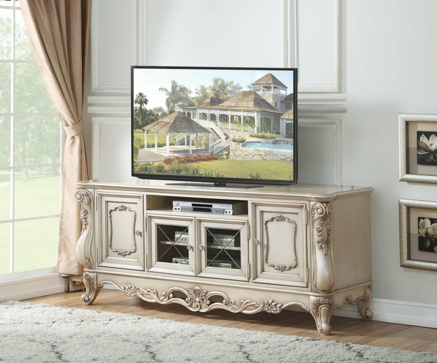 Entertainment ACME East | Gorsedd Antique White Tv Stand