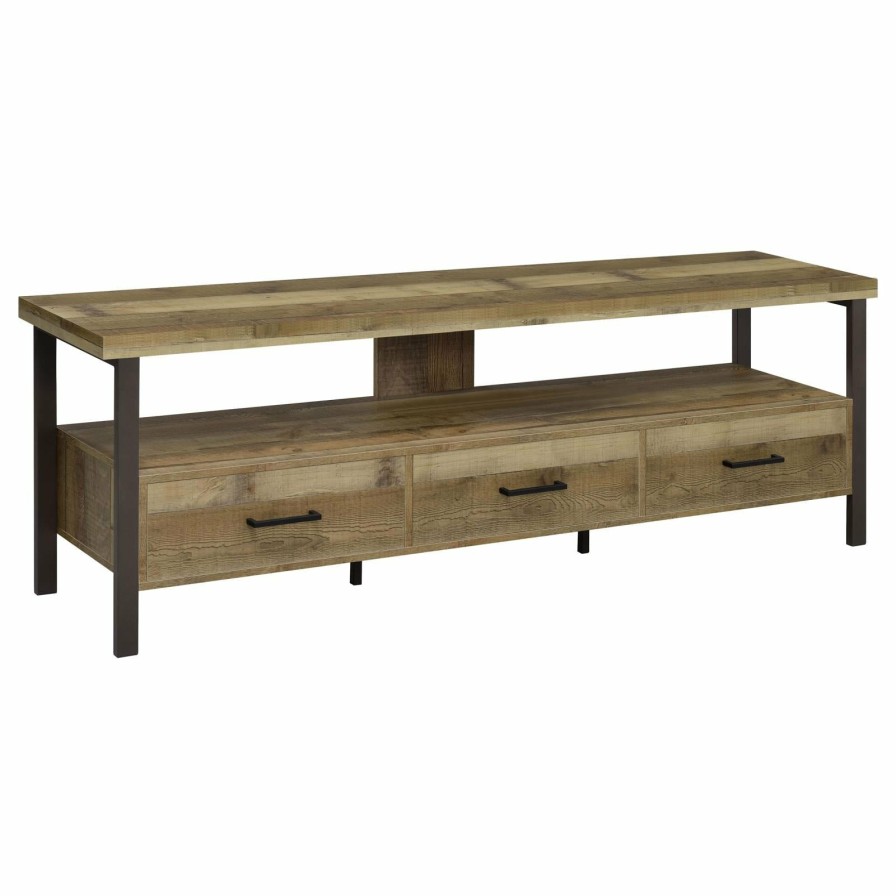 Entertainment Coaster Z2 Premium | Rustic Weathered Pine 71" Tv Console