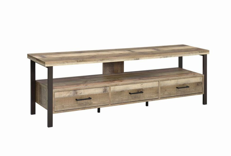 Entertainment Coaster Z2 Premium | Rustic Weathered Pine 71" Tv Console