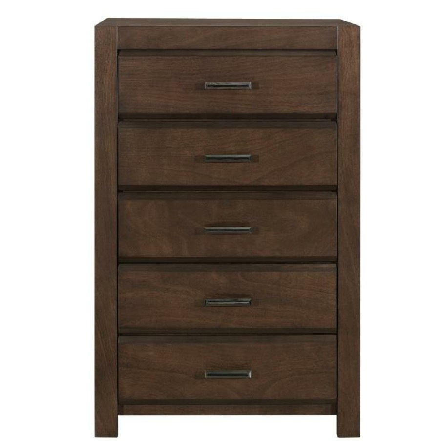 Bedroom Homelegance (Homerica East) | Homelegance Furniture Erwan 5 Drawer Chest In Dark Walnut 1961-9