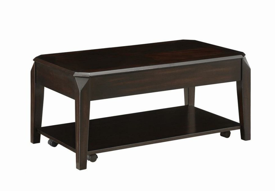 Living Room Coaster Z2 Premium | Transitional Walnut Lift Top Coffee Table