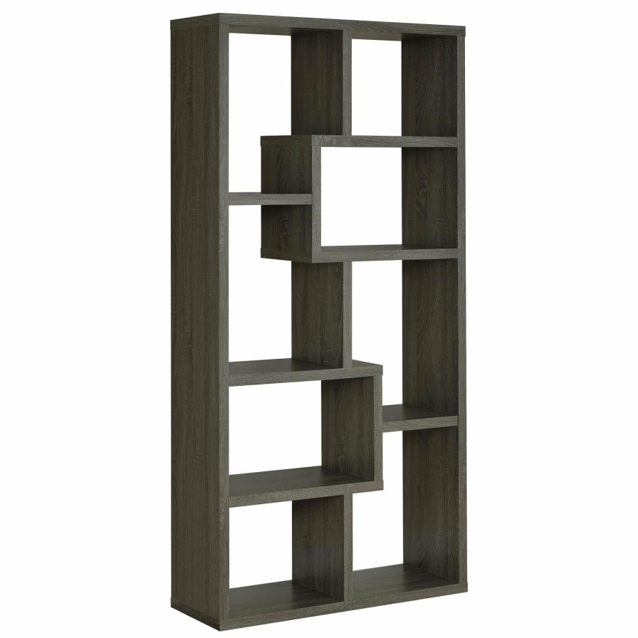 Home Office Coaster Z2 Premium | G800510 Contemporary Weathered Grey Bookcase