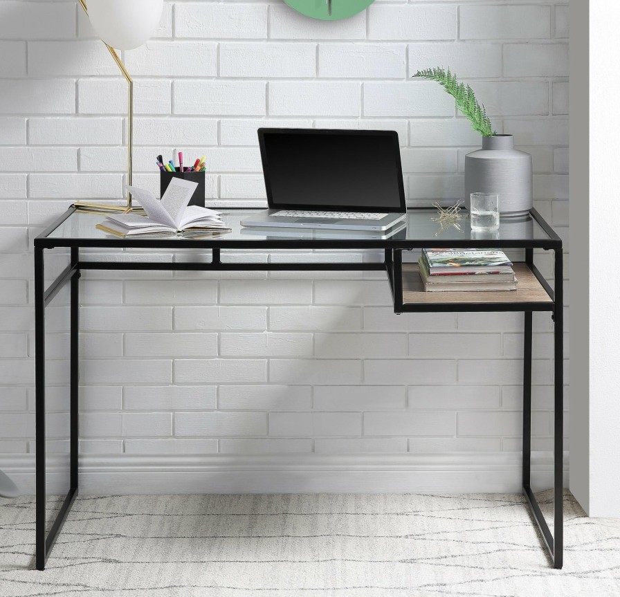 Home Office ACME East | Yasin Black & Glass Desk