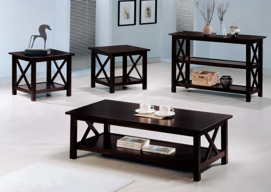 Living Room Coaster Z2 Premium | Merlot Double Shelf Sofa Table