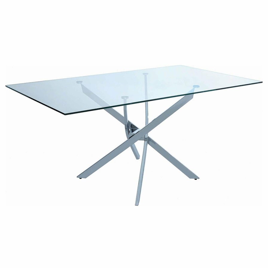 Dining Room Coaster Z2 Premium | Nathan Contemporary Chrome Dining Table