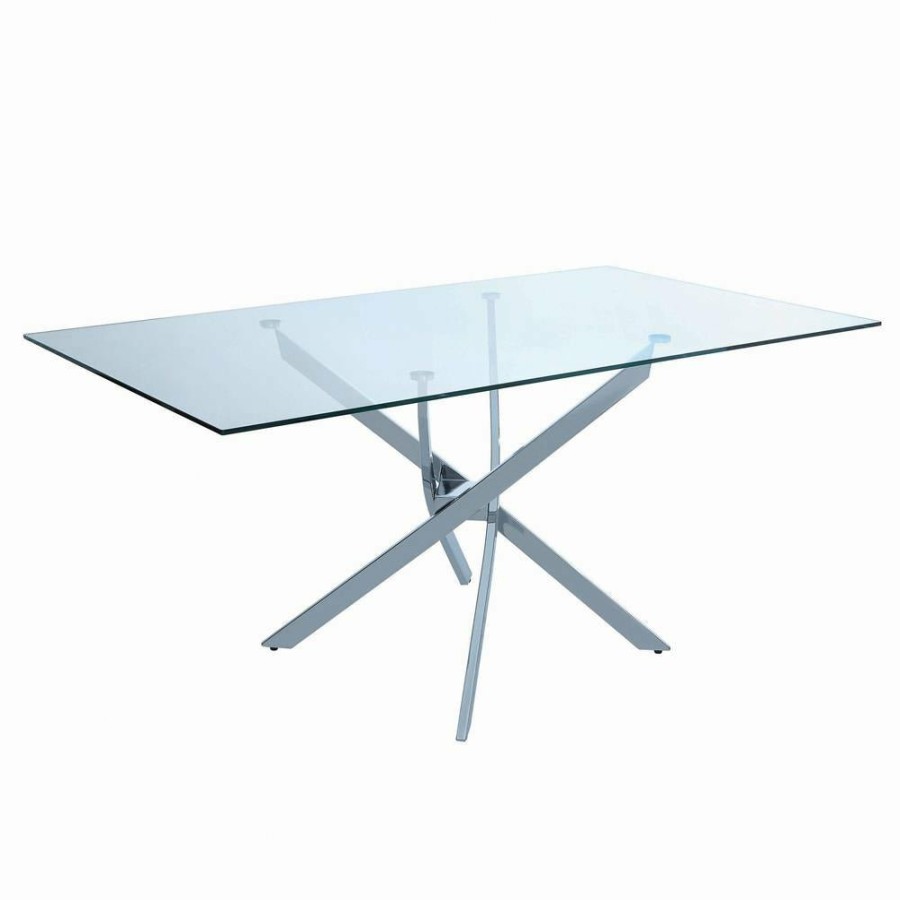 Dining Room Coaster Z2 Premium | Nathan Contemporary Chrome Dining Table