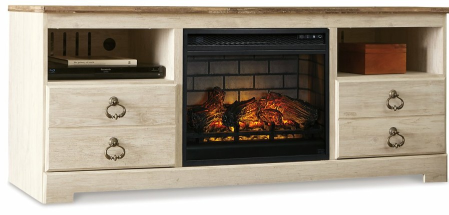 Entertainment Ashley Furniture | Willowton 64" Tv Stand With Electric Fireplace