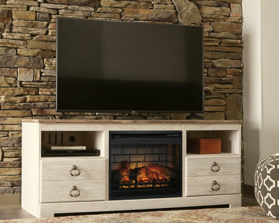 Entertainment Ashley Furniture | Willowton 64" Tv Stand With Electric Fireplace