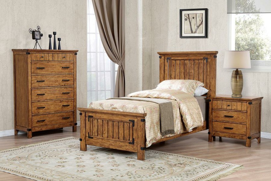 Bedroom Coaster Z2 Premium | G205261T S4 Brenner Rustic Honey Twin Four Piece Set