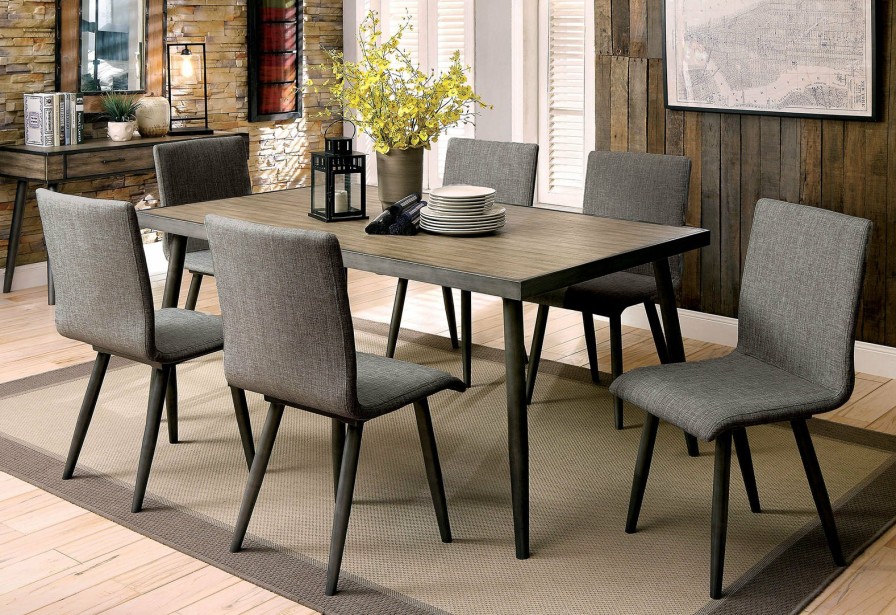 Dining Room FOA East | Vilhelm I Gray 6 Pc. Dining Table Set W/ Bench