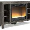 Entertainment Ashley Furniture | Arlenbry Corner Tv Stand With Electric Fireplace