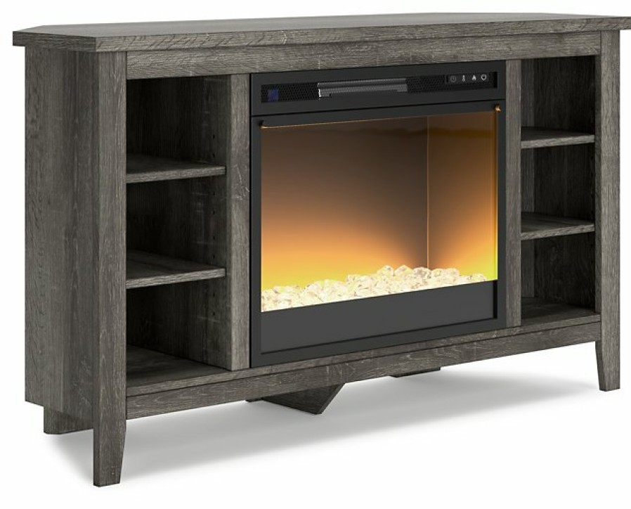 Entertainment Ashley Furniture | Arlenbry Corner Tv Stand With Electric Fireplace