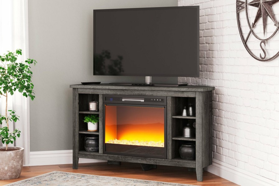 Entertainment Ashley Furniture | Arlenbry Corner Tv Stand With Electric Fireplace