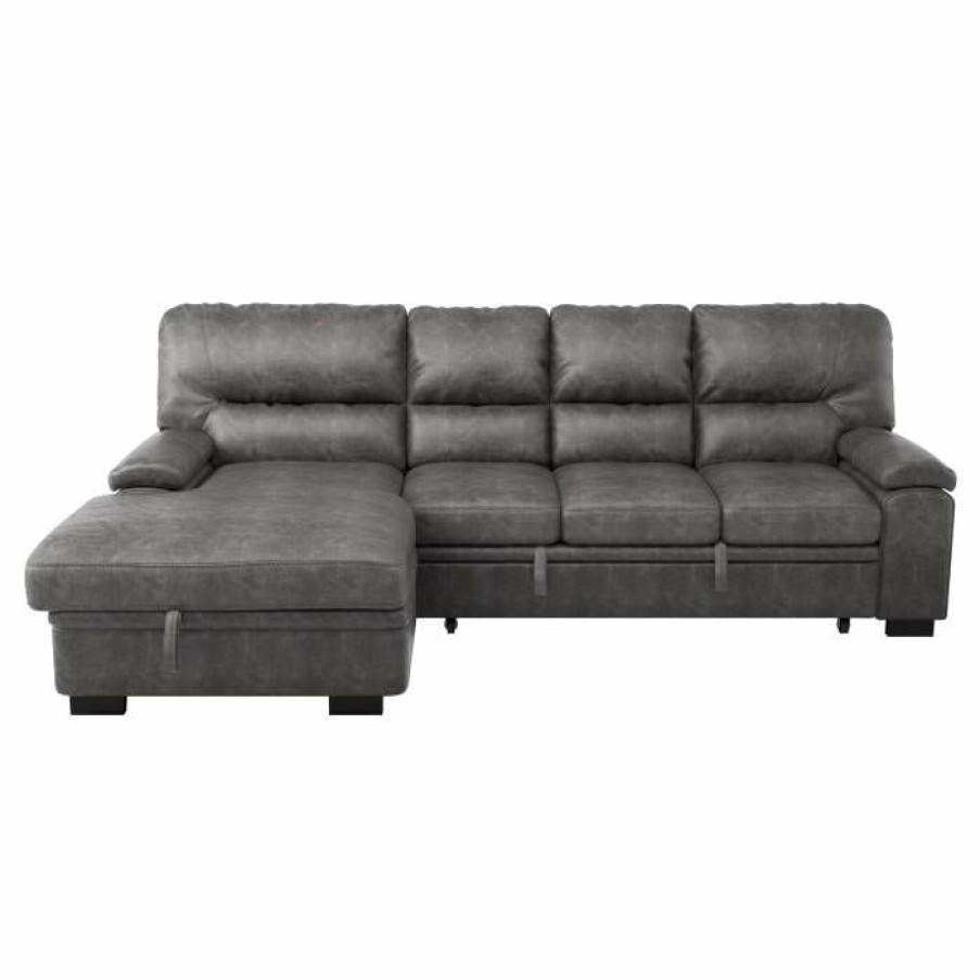 Living Room Homelegance (Homerica East) | Homelegance Furniture Michigan Sectional With Pull Out Bed And Left Chaise In Dark Gray