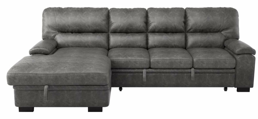 Living Room Homelegance (Homerica East) | Homelegance Furniture Michigan Sectional With Pull Out Bed And Left Chaise In Dark Gray