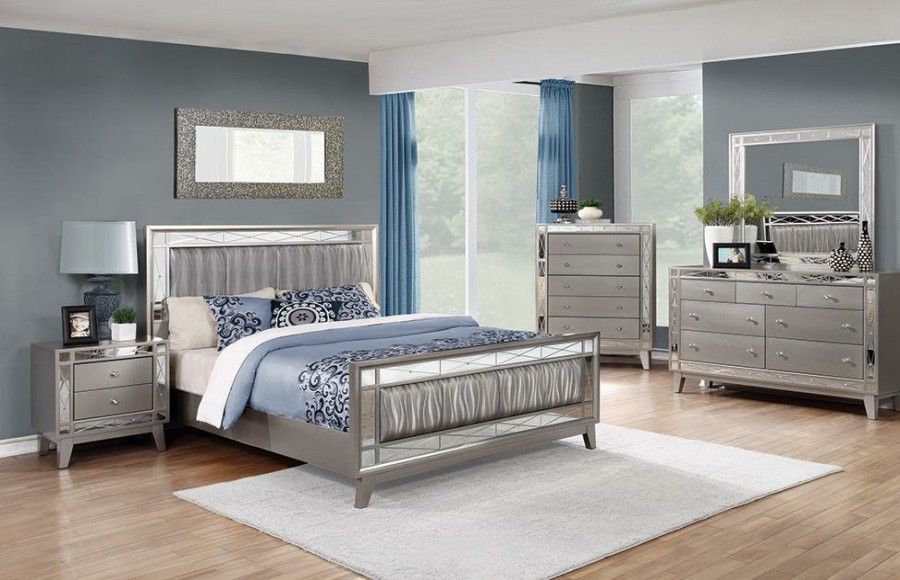 Bedroom Coaster Z2 Premium | Leighton Contemporary Metallic Full Four Piece Set