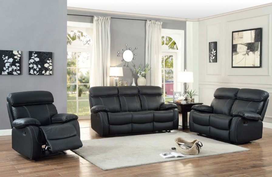 Living Room Homelegance (Homerica East) | Homelegance Furniture Pendu Double Reclining Loveseat In Black 8326Blk-2