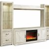 Entertainment Ashley Furniture | Bellaby 4-Piece Entertainment Center With Fireplace