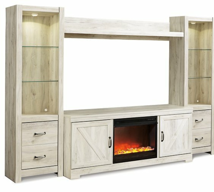 Entertainment Ashley Furniture | Bellaby 4-Piece Entertainment Center With Fireplace