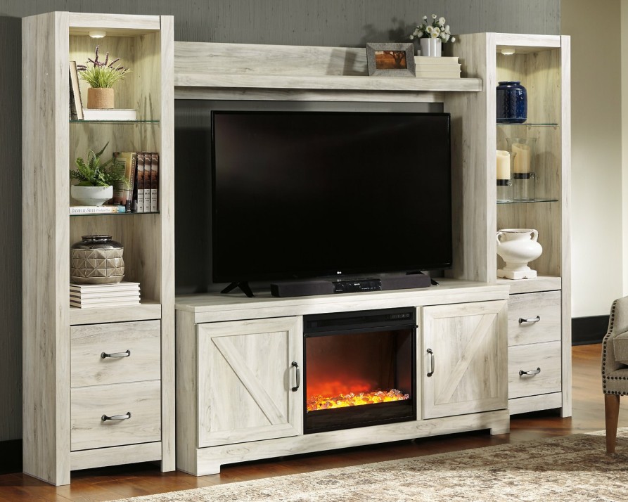 Entertainment Ashley Furniture | Bellaby 4-Piece Entertainment Center With Fireplace