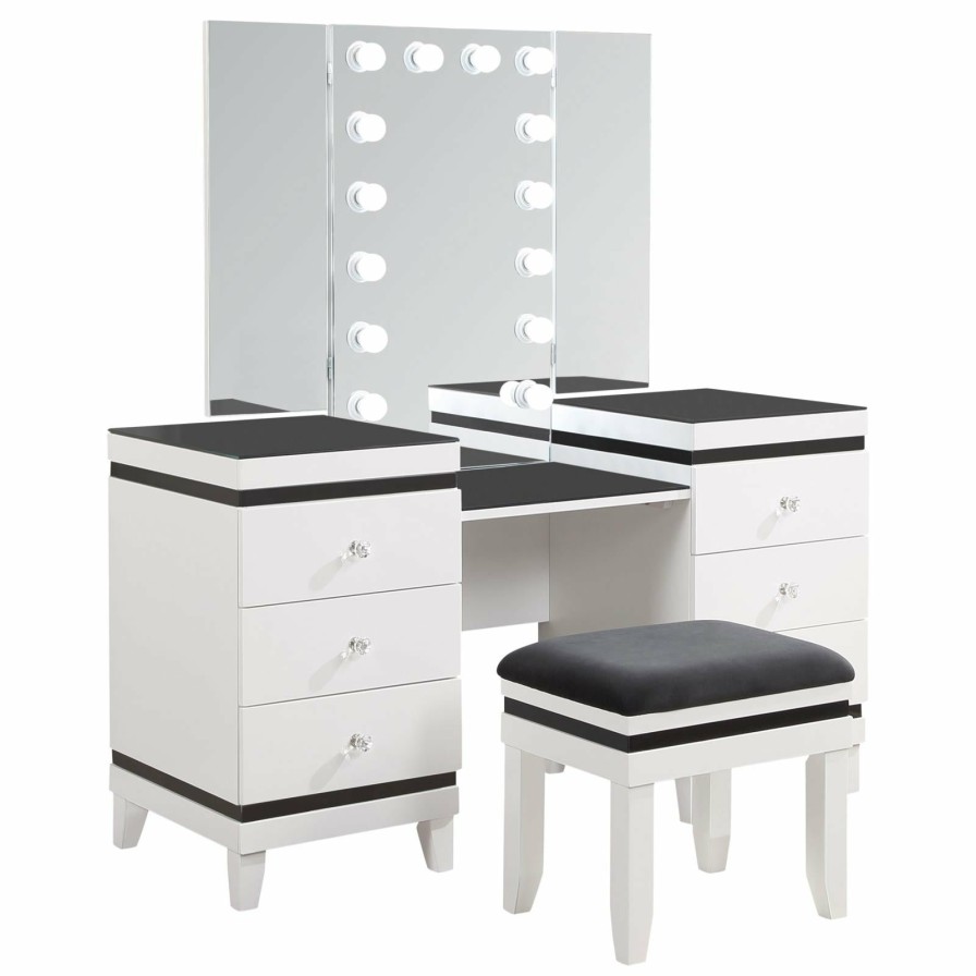 Bedroom Coaster Z2 Premium | Black/White Vanity Set