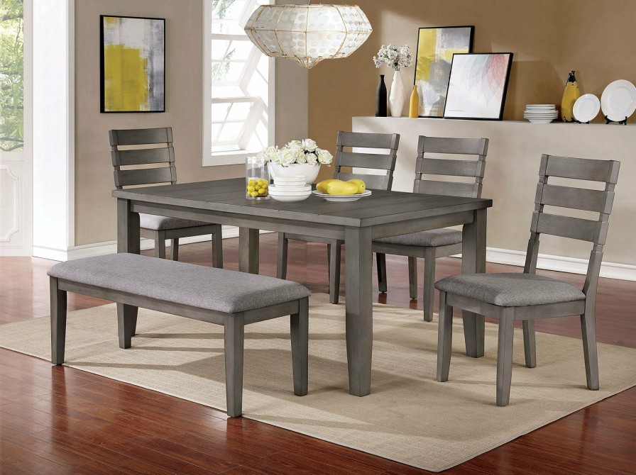 Dining Room FOA East | Viana 6 Pc. Dining Table Set W/ Bench