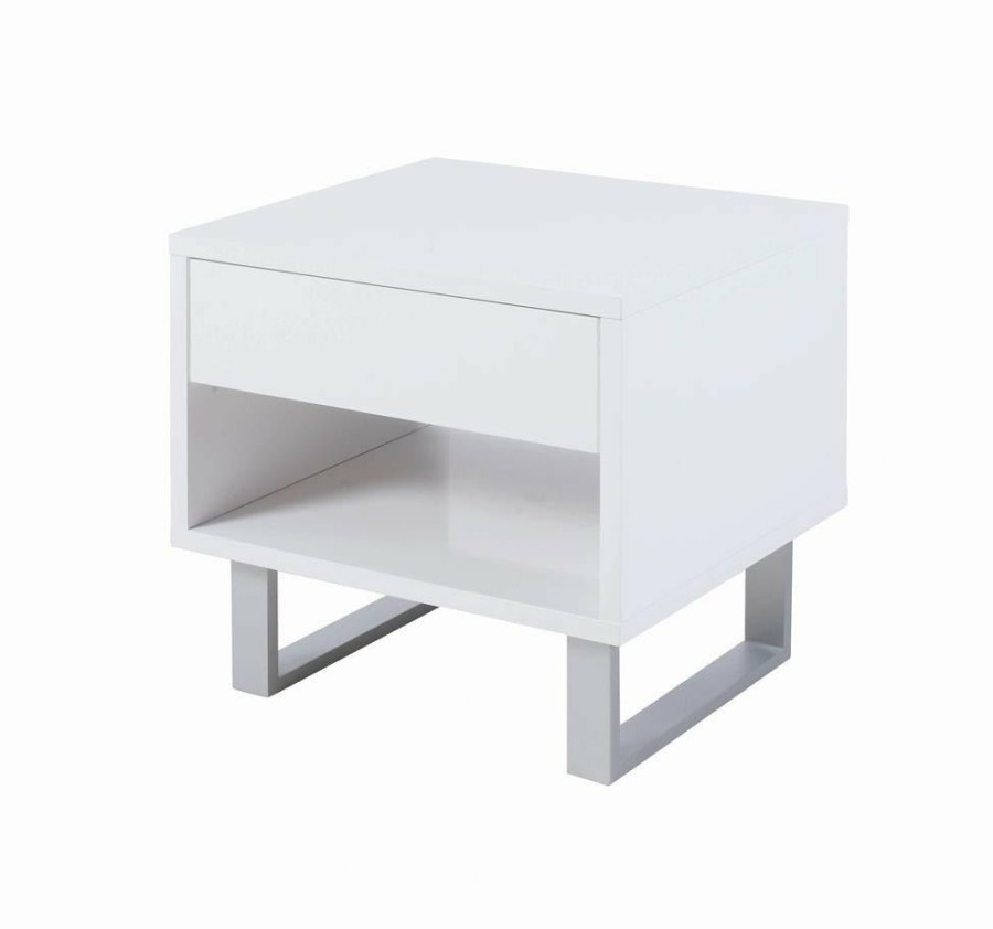 Living Room Coaster Z2 Premium | G705698 Contemporary Glossy White End Table