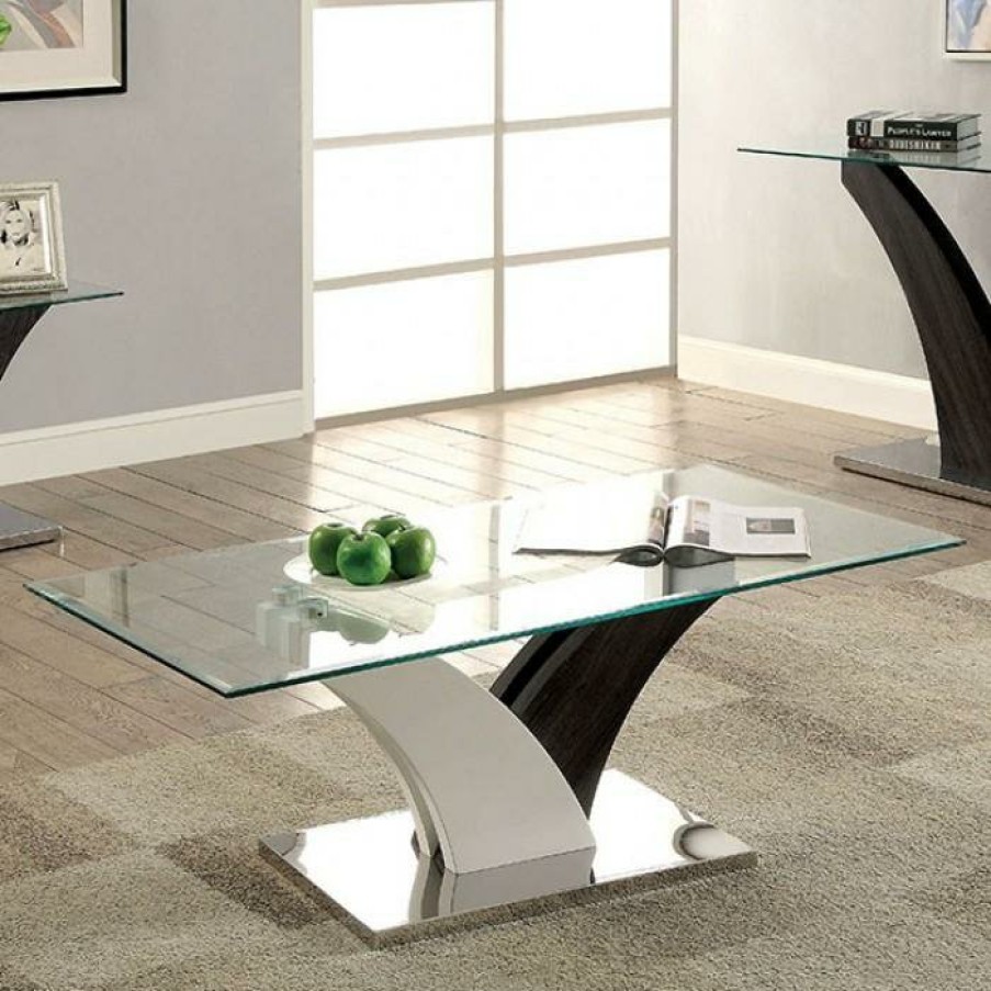 Living Room FOA East | Sloane White/Dark Gray/Chrome Coffee Table