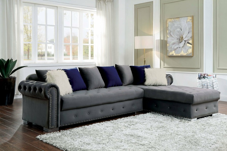 Living Room FOA East | Wilmington Sectional, Gray